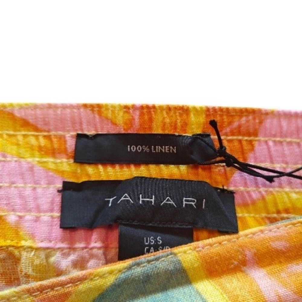Tahari Luxe Linen Wide-Leg Cropped Floral Leaf Pants | Size Small (NWT) - Picture 10 of 10